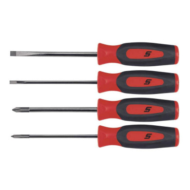 Juego de 4 destornilladores combinados Instinct® con mango antideslizante y punta mini (rojo)