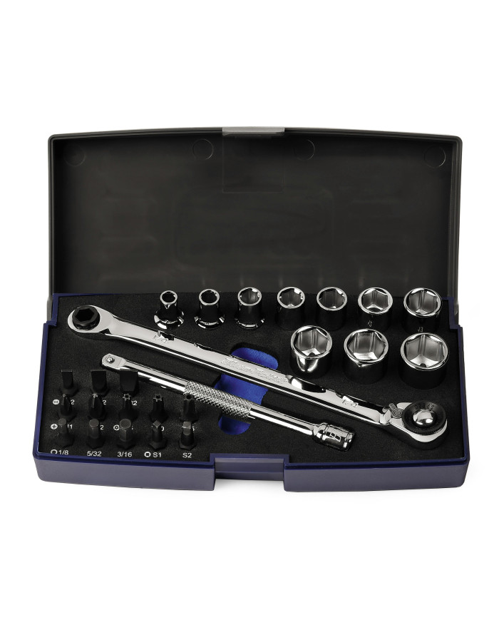 25 pc 1/4" Drive Socket/Bit Ratchet Set (Blue-Point®)